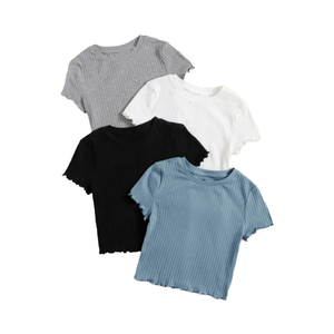 T-shirt d'été tendance pour femme en coton élasthanne 190g, coupe oversize, haute qualité, respirant, avec rivets courts - Product Image 1