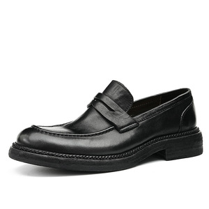 Men's leather <b>shoes</b> with vulcanized rubber soles, washed leather bottom, handcrafted leather <b>shoes</b>, thick sole, casual loafers - Product Image 5