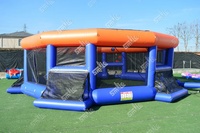 Juego de Fútbol Inflable con Balón Gigante Temático Deportivo para Niños y Adultos, Campo de Fútbol Circular Inflable con Red Superior