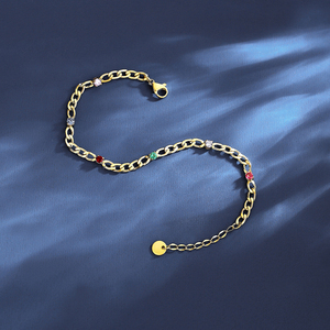 SP-LAM Designer Cuban Chain Gold Colorful CZ Zirconia Fashion Lady girl's <span class=keywords><strong>bracciale</strong></span> Tennis regolabile - Product Image 4