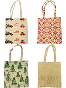 Bolsas de Yute Navideñas con Estampado de Ciervos, Ardillas y Copos de Nieve, Técnicas de Estampado en Caliente, Patrones Impresos - Idea de Regalo - Product Image 3