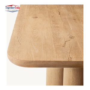 Table à manger minimaliste en bois d'ingénierie, longue table élégante à pieds cylindriques avec surface lisse pour espaces ouverts - Product Image 2