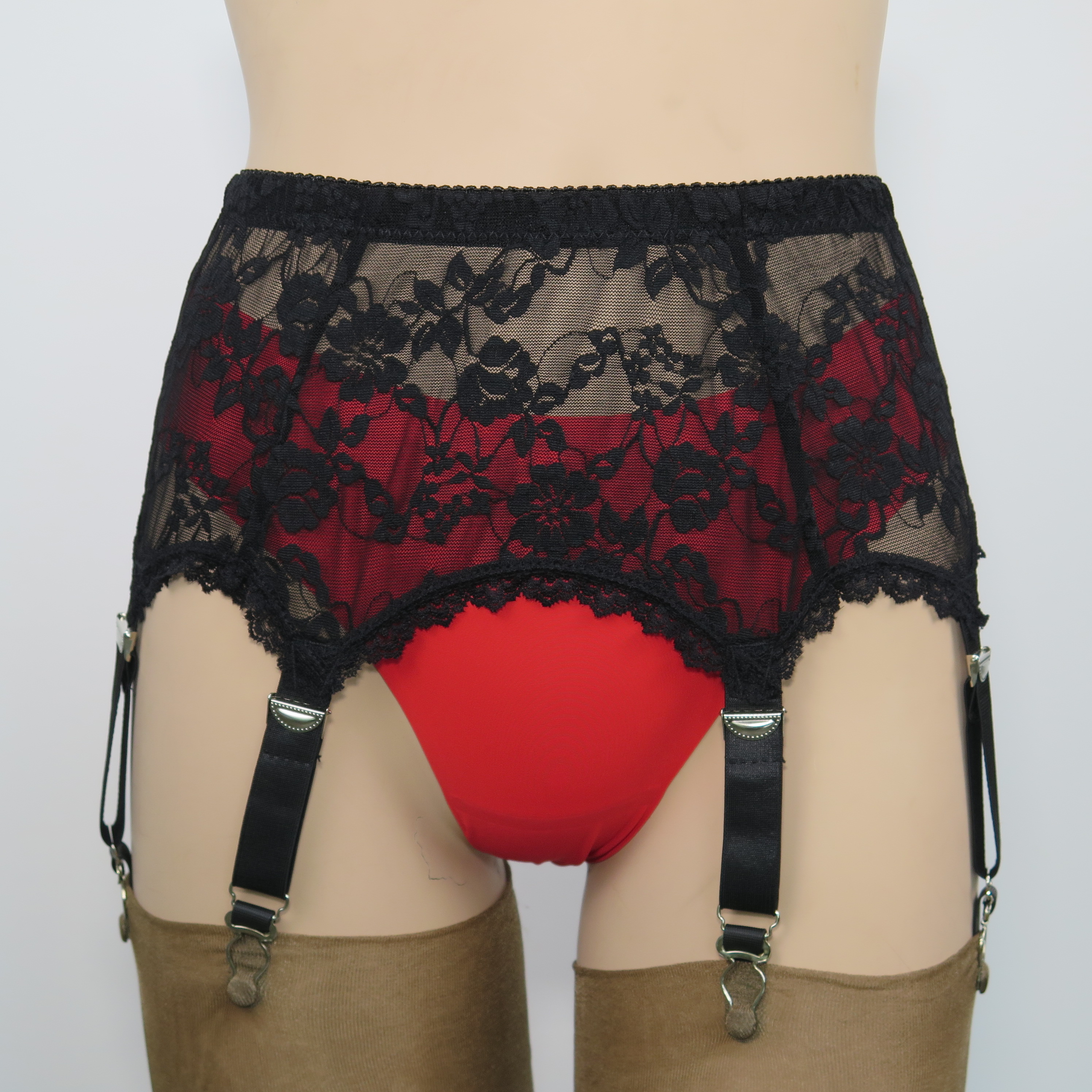 Plus Size Black Lace Vintage Suspender Belt for Women