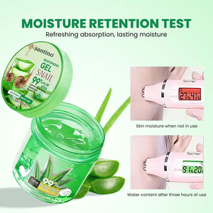 Gel de <span class=keywords><strong>Aloe</strong></span> <span class=keywords><strong>Vera</strong></span> y Baba de Caracol Santino 99% al por Mayor de Fábrica, Reparador de Quemaduras Solares, Eliminador de Acné, Gel Hidratante Facial y Corporal Refrescante - Product Image 3