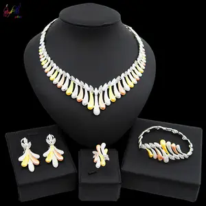 High Quality Wedding Jewelry Sets Hexagon Gold Plated Product Sets Ellen Gift African Jewelry