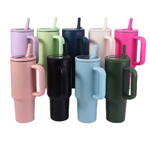 Durable 40oz Vacuum Insulated Stainless Steel Tumbler <b>with</b> Leak Proof Silicone Flip <b>Straw</b> and Ergonomic Handle for Gym Outdoor T - Product Image 1