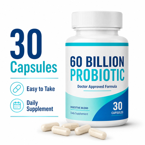 Capsules de Probiotiques pour la Santé, 60 Milliards d'UFC, Prébiotiques Biologiques pour la Santé Immunitaire et Digestive des Adultes, 30 Comprimés, Certifié GMP - Product Image 2