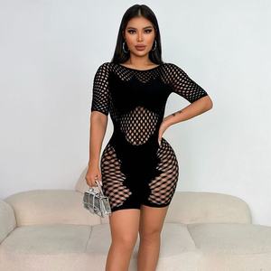 Nuevos Monos Cortos Negros de Color Sólido para Mujer, Monos Ajustados Sexys con Recortes de Encaje, Ropa de Club para Mujer - Product Image 1