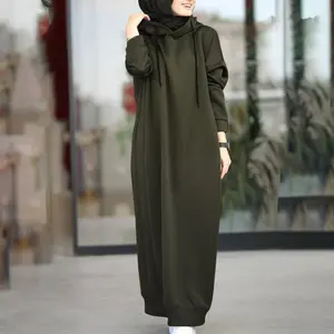 Großhandel Frauen Hooded Jumper Sweatshirt Kleider Abaya Arab Herbst & Winter Kapuzen mantel für muslimische Frauen