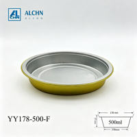 ALCHN Plat à sauce rond en aluminium avec couvercle en plastique, récipient jetable, compatible four, recyclable, qualité alimentaire PET