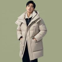 Vestes et manteaux en duvet de canard blanc 90% personnalisés OEM ODM pour hommes, avec capuche amovible, grandes poches, style business, longs, décontractés, pour l'hiver