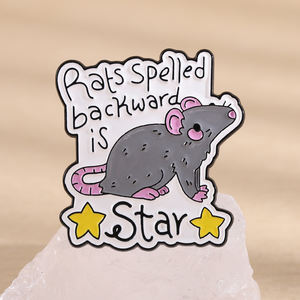 漫画風動物アライグマオポッサムメタルピンカスタム面白いパンダラットパンクエナメルバッジピンまとめ売り - Product Image 2