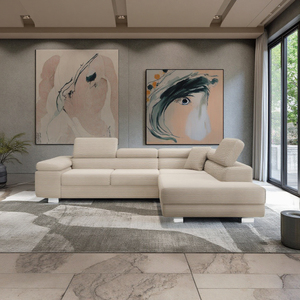 Canapé d'angle moderne convertible en velours côtelé beige, écologique et durable, pour salon, idéal pour la maison - Product Image 2