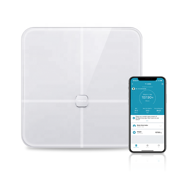 TRANSTEK LCD Display Digital Body Fat Scale Tempered Glass Top 180kg Capacity-Ultra-low Electronic Scale Ex-factory Price