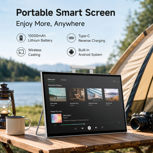 27 Inch Mobile Smart Display with 8GB 128GB Storage 13MP Camera Type-C Casting and Multi Touch