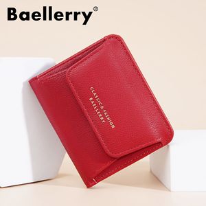 กระเป๋าสตางค์ขนาดเล็กสำหรับผู้หญิงแบรนด์ Baellerry สีแดง พร้อมช่องใส่บัตร ดีไซน์บางทันสมัยสำหรับใช้ในชีวิตประจำวัน - Product Image 3