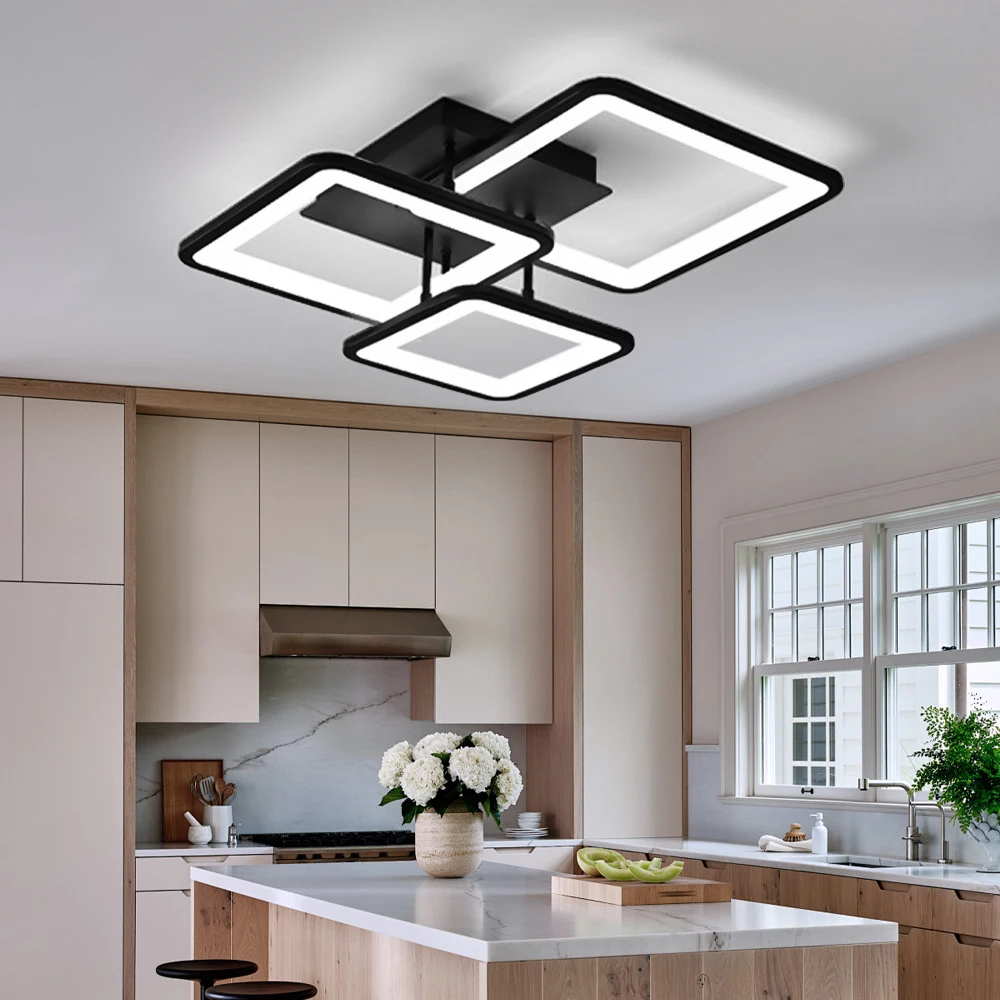 モダンな正方形LEDアクリル天井照明器具、寝室・アパート用、3灯式