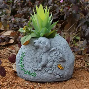 Custom Logo Groothandel Nieuwe Engel Hond Monument Standbeeld Planter Sappige Cactus Ornament Plantenpotten