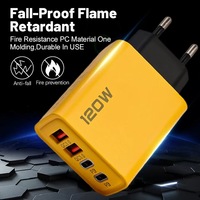 Pengisi Daya Dinding 120W Bahan PC+ABS Tahan Api 2 PD+2USB 5V2A Colokan EU US KR QC3.0 Tipe C Pengisi Daya Ponsel