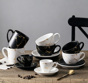 Accesorios para Café Espresso, Juego de Taza y Platillo con Diseño Personalizado, Taza de Cerámica Creativa con Asa, Juegos de Tazas de Cerámica para Café - Product Image 4
