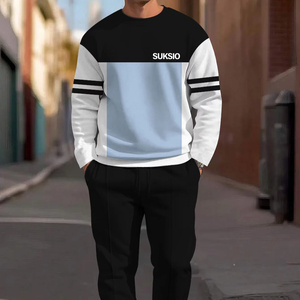 ชุดสูทแขนยาวลายเรียบง่ายสไตล์ลำลองสำหรับผู้ชาย ผ้าเนื้อบางเบา ระบายอากาศได้ดี ทรงตรง ลายเส้นตรง รุ่นพื้นฐาน มีสินค้าในสต็อกจากโรงงาน - Product Image 1