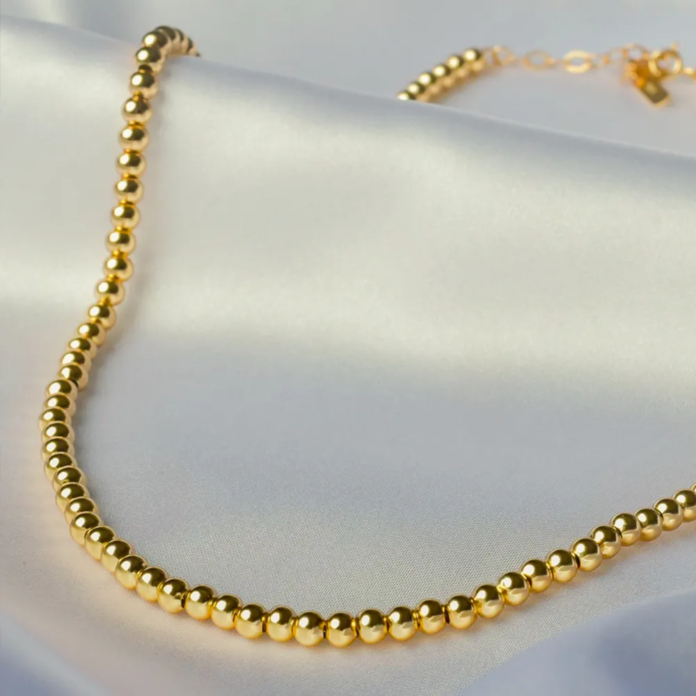 2024 Trends High Quality Gold Filled Stainless Steel Beads Chain Necklace Fashion Jewelry Wedding Gifts For Women