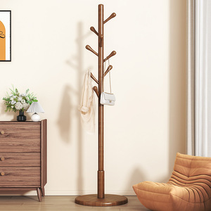 <span class=keywords><strong>Perchero</strong></span> de pie de madera maciza para dormitorio, uso doméstico, sala de estar, con barra <span class=keywords><strong>vertical</strong></span> simple y colgador para bolsos - Product Image 2