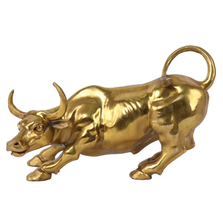 2022 Brass Wall Street Cattle Copper OX sculpture Bull Statue Charging Stock Market Cow Statue Home Decor Gift