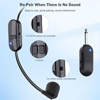 Microphone à condensateur sans fil 2,4 GHz avec connecteur XLR pour l'enseignement en église, les réunions et les systèmes d'amplification