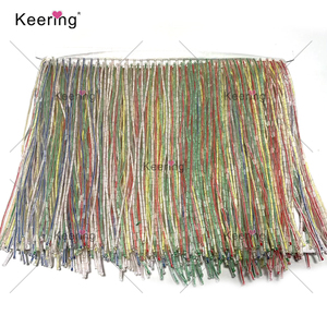 Keering 15 cm di larghezza splendido raso di vetro pesante perline nappe Trim frangia di pizzo per accessori fai da te nastro da ballo tessile per la casa - Product Image 2