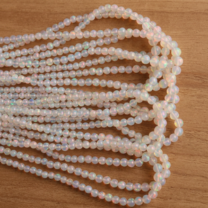 Perles d'Opale de Haute Qualité en Gros 5MM-10MM 3AAA Opale Naturelle Blanche Ronde Taille Brillant pour la Fabrication de Bijoux - Product Image 3