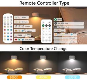Lampe murale moderne sans fil <span class=keywords><strong>rechargeable</strong></span> à LED pour chambre à coucher, intensité réglable, rotation à 360°, télécommande, 3 CCT, détecteur de mouvement, veilleuse - Product Image 5