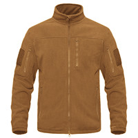 Veste pour homme à poches multiples de couleur zippée Vestes thermiques de randonnée Veste tactique de combat de chasse Manteau coupe-vent d'extérieur en polaire