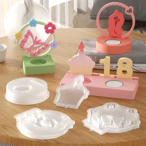 New Ideas DIY Candle Holder Gypsum Mold Candle Base Mold Silicone 3D Silicone Moulds for Creative Design Candlestick