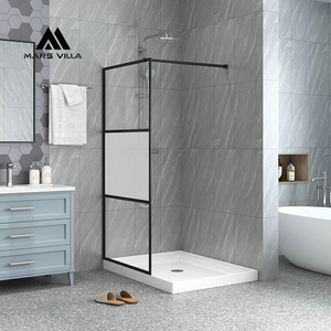 Mars Villa 2026 <span class=keywords><strong>Paroi</strong></span> <span class=keywords><strong>de</strong></span> <span class=keywords><strong>douche</strong></span> personnalisée UAS, modèle à succès, 39.4x76.8, en verre ESG noir, écran moderne pour salle <span class=keywords><strong>de</strong></span> bain, séparation zones sèche et humide - Product Image 1