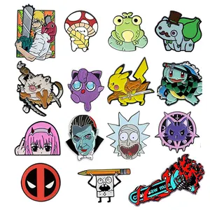 Factory Wholesale Metal Hat Lapel Pins Supplier Glitter Brooch Anime Hard pin badges Manufacturer Custom Enamel Pin Cartoon