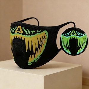 Máscara LED de <span class=keywords><strong>Vampiro</strong></span> de Neón, Cubre Rostro de Algodón Reactivo al Sonido, Artículos para Fiestas de Halloween, Discotecas, Carnavales, Fiestas Rave - Product Image 1