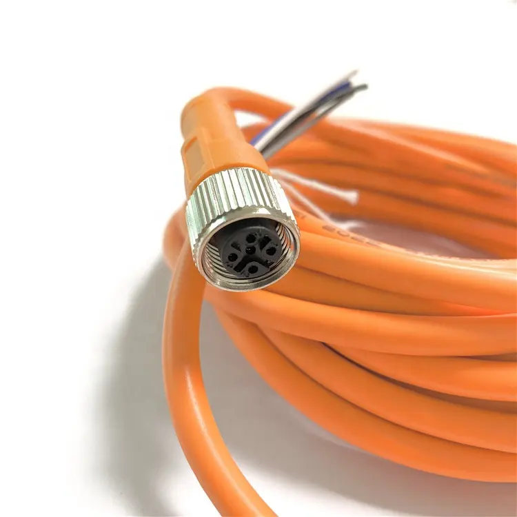 Wholesale price m12 5pin cables connector waterproof m12 orange cables ip67 m12 5pin connector cables