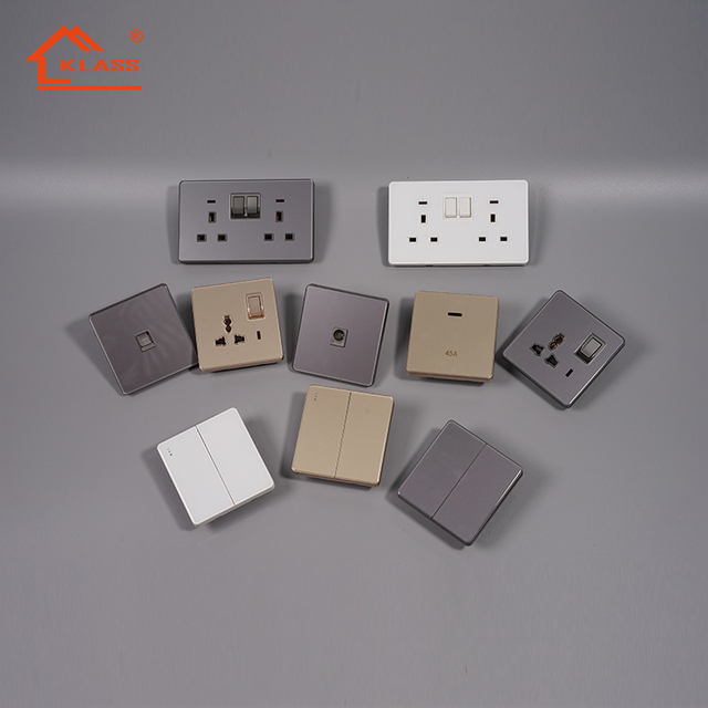 British Single Double 13A Plug Switched Socket Electric 16A Light Switch 1 2 3 Gang Crystal Glass Touch Panel Switched Sockets