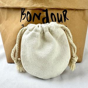 Premium Quality Round Bottom Cotton Double String <b>Pouch</b> Custom Logo Printed Cotton Bag Small Natural <b>Drawstring</b> <b>Pouch</b> Bag - Product Image 4