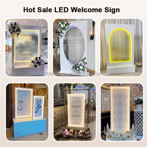 Letrero Decorativo para Bodas MILE, Personalizado, de PVC Blanco, Hecho a Mano, con Caja de Flores Encantadora, Letrero de Bienvenida para Invitados con Luz LED - Product Image 4