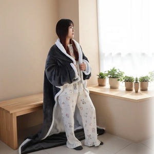 Couverture chauffante en peluche chaude avec manches, <span class=keywords><strong>robe</strong></span> à capuche, couverture pour canapé, couverture chauffante électrique, couverture câline - Product Image 3