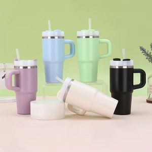 Stainless Steel 14oz <b>Kids</b> Tumbler with Straight Straw and Handle Insulated Travel Drinking Cup - Product Image 1