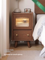 Table de chevet étroite en bois massif de style japonais avec doubles portes, poignées métalliques, rails silencieux, ultra-mince, luxe léger CTG063