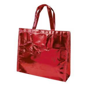 Riciclabile riutilizzabile in tela rossa lucida Tote Shopping Bag in cotone medio serigrafia Design personalizzato di frutta per la pubblicità quotidiana - Product Image 1