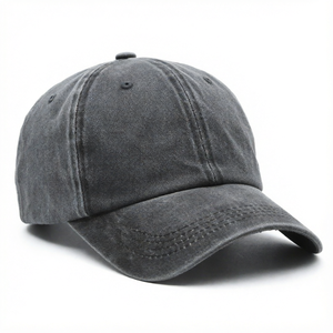 Casquette de baseball unisexe en jean délavé, profil bas, style vintage, gris anthracite foncé, vente en gros - Product Image 1