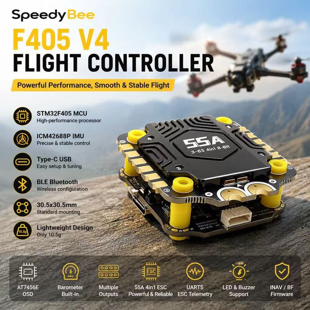 Speedybee F405 V4 Bls 55A 4 in 1 Esc Stack 3S 6S Flight Controller Durable Fpv Electronic Governor for Racing Drone