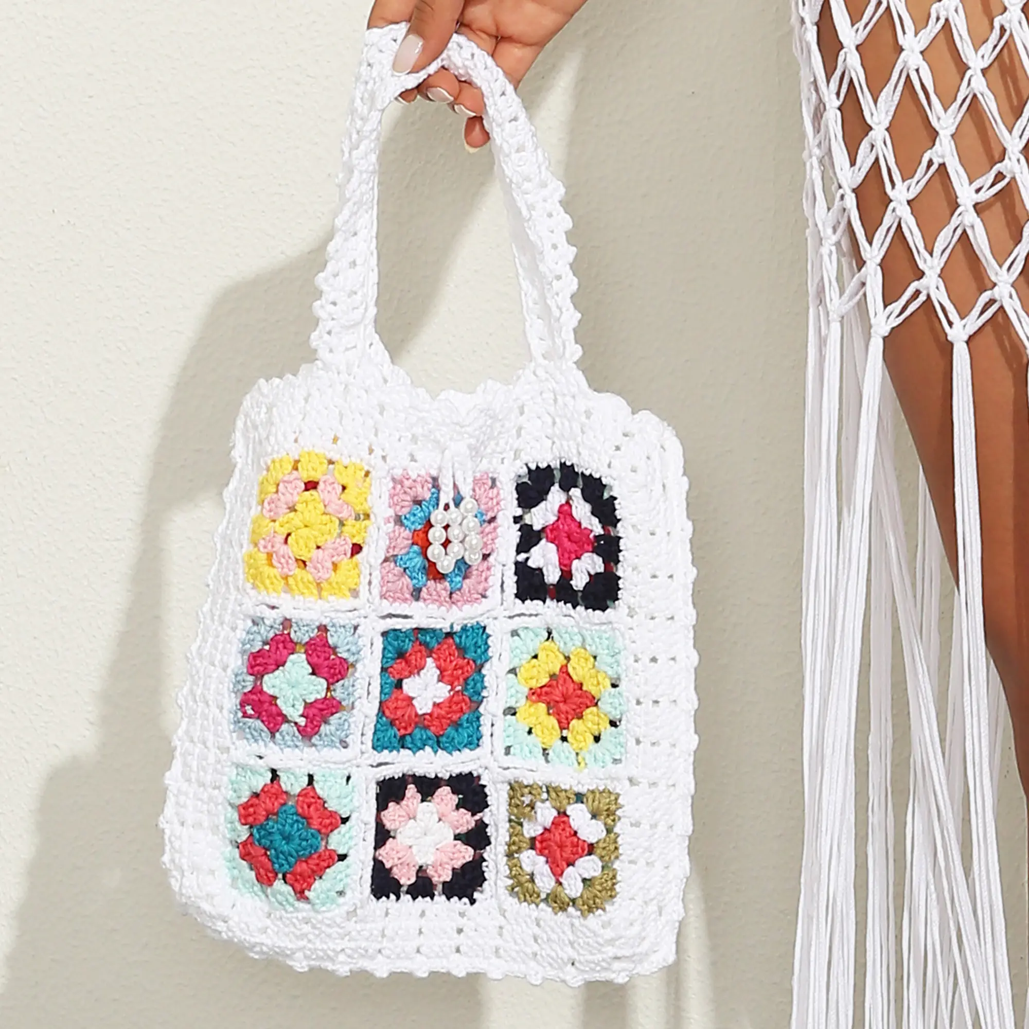 China Factories Woven Hand Crochet Beach Tote Bags Women Handbags Ladies