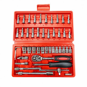 Kit d'outils de bricolage ODM, jeu de douilles et embouts de tournevis à cliquet de 1/4 de pouce, 46 pièces, en acier au carbone, pour moto - Product Image 1
