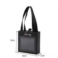Boîte à bijoux à tiroir avec poignée en ruban pour personnalisation de logo et identité de boutique, étui d'emballage portable